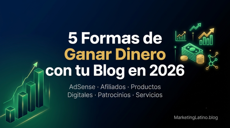 Infografía: 5 métodos para ganar dinero con un blog en español en 2026