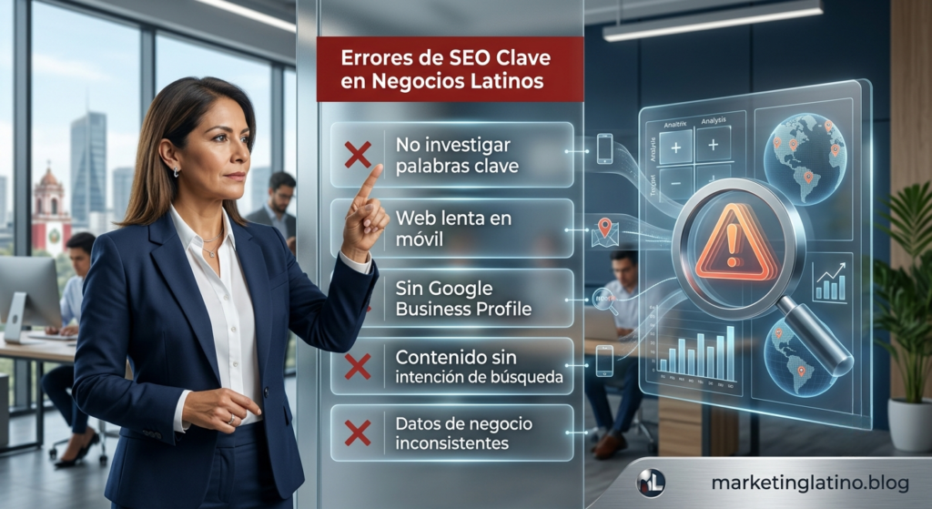 Lista de los 7 errores de SEO más comunes que cometen los negocios latinos y cómo corregirlos en 2026