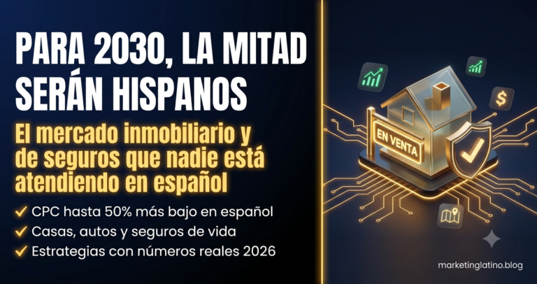 Gráfico mostrando el crecimiento del mercado hispano en bienes raíces y seguros en Estados Unidos para 2026-2030